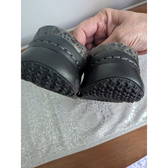 Clarks Pro Clog Womens 9 M Professional Gunmetal Gray Shimmer Leather Shoe Comfy - Picture 5 of 10